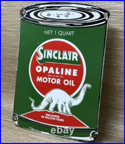 Vintage Sinclair Motor Oil Can Porcelain Sign Gas Station Gasoline Pump Plate Vintage Sinclair Motor Oil Can Porcelain Sign Gas Station Gasoline Pump Plate