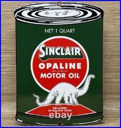 Vintage Sinclair Motor Oil Can Porcelain Sign Gasoline Gas Station Pump Plate
