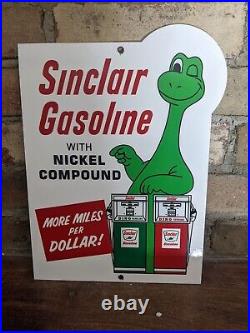 Vintage Sinclair Motor Oil Gasoline Porcelain Gas Pump Sign 12 X 9 Heavy Sign