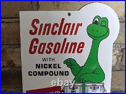 Vintage Sinclair Motor Oil Gasoline Porcelain Gas Pump Sign 12 X 9 Heavy Sign