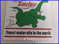 Vintage Sinclair Motor Oil Gasoline Porcelain Metal Gas Pump Sign Dino