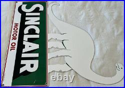 Vintage Sinclair Motor Oil Porcelain Diecut Sign Gas Station Pump Plate Gasoline