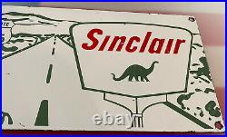 Vintage Sinclair Motor Oil Porcelain Sign Route 66 Gas Station Gasoline Dino