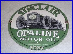 Vintage Sinclair Opaline Motor Oil Old Car 11 3/4 Porcelain Metal Gasoline Sign
