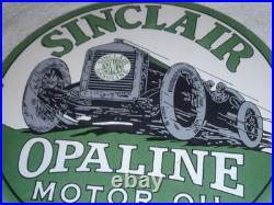 Vintage Sinclair Opaline Motor Oil Old Car 11 3/4 Porcelain Metal Gasoline Sign