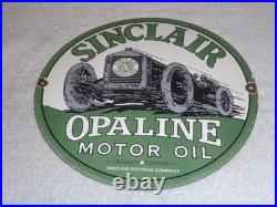 Vintage Sinclair Opaline Motor Oil Old Car 11 3/4 Porcelain Metal Gasoline Sign