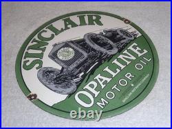 Vintage Sinclair Opaline Motor Oil Old Car 11 3/4 Porcelain Metal Gasoline Sign Vintage Sinclair Opaline Motor Oil Old Car 11 3/4 Porcelain Metal Gasoline Sign
