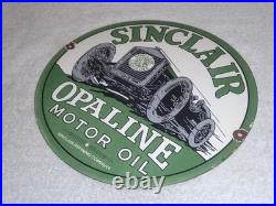Vintage Sinclair Opaline Motor Oil Old Car 11 3/4 Porcelain Metal Gasoline Sign