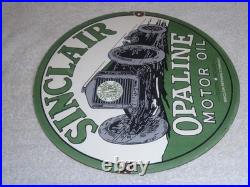Vintage Sinclair Opaline Motor Oil Old Car 11 3/4 Porcelain Metal Gasoline Sign