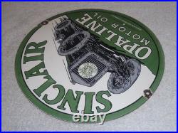 Vintage Sinclair Opaline Motor Oil Old Car 11 3/4 Porcelain Metal Gasoline Sign