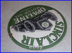 Vintage Sinclair Opaline Motor Oil Old Car 11 3/4 Porcelain Metal Gasoline Sign