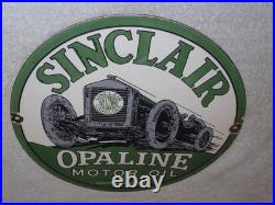 Vintage Sinclair Opaline Motor Oil Old Car 11 3/4 Porcelain Metal Gasoline Sign