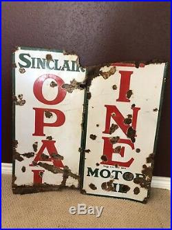 Vintage Sinclair Opaline Motor Oil Original Porcelain Sign 5x 15