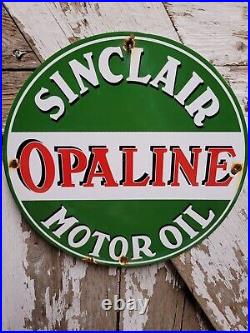 Vintage Sinclair Opaline Porcelain Sign Motor Oil Gas Station Service Garage USA