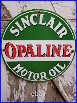 Vintage Sinclair Opaline Porcelain Sign Motor Oil Gas Station Service Garage USA