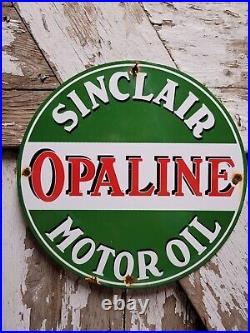 Vintage Sinclair Opaline Porcelain Sign Motor Oil Service Station Auto Lubricant