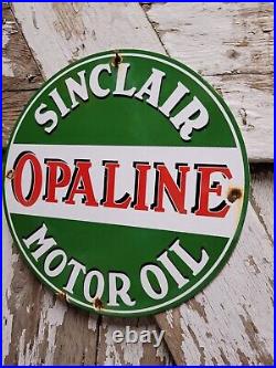 Vintage Sinclair Opaline Porcelain Sign Motor Oil Service Station Auto Lubricant