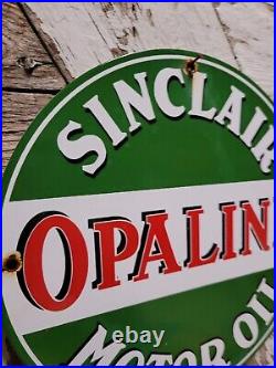 Vintage Sinclair Opaline Porcelain Sign Motor Oil Service Station Auto Lubricant