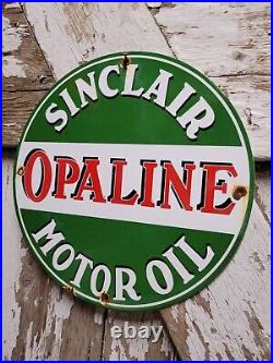 Vintage Sinclair Opaline Porcelain Sign Motor Oil Service Station Auto Lubricant