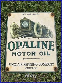 Vintage Sinclair Porcelain Gas Motor Oil Opaline Metal Refining Service Car Sign