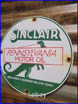 Vintage Sinclair Porcelain Sign Advertising Motor Oil Gas Dino Fuel Dinosaur