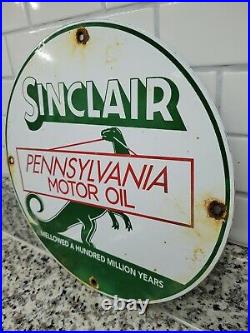 Vintage Sinclair Porcelain Sign Advertising Motor Oil Gas Petrol Fuel Dinosaur
