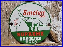 Vintage Sinclair Porcelain Sign Dino Supreme Gasoline Motor Oil Sales Service 6