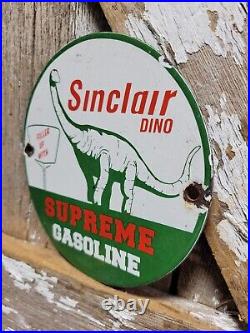 Vintage Sinclair Porcelain Sign Dino Supreme Gasoline Motor Oil Sales Service 6