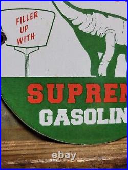 Vintage Sinclair Porcelain Sign Dino Supreme Gasoline Motor Oil Sales Service 6