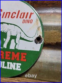 Vintage Sinclair Porcelain Sign Dino Supreme Gasoline Motor Oil Sales Service 6