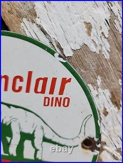 Vintage Sinclair Porcelain Sign Dino Supreme Gasoline Motor Oil Sales Service 6