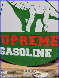 Vintage Sinclair Porcelain Sign Dino Supreme Gasoline Motor Oil Sales Service 6