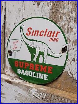 Vintage Sinclair Porcelain Sign Dino Supreme Gasoline Motor Oil Sales Service 6