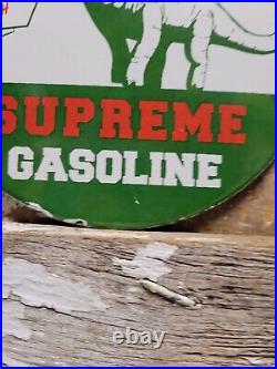 Vintage Sinclair Porcelain Sign Dino Supreme Gasoline Motor Oil Sales Service 6