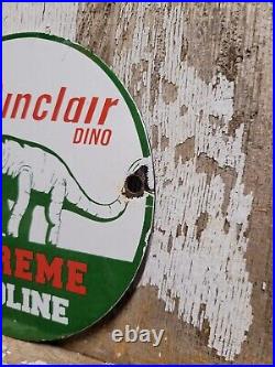 Vintage Sinclair Porcelain Sign Dino Supreme Gasoline Motor Oil Sales Service 6