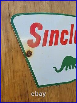 Vintage Sinclair Porcelain Sign Dinosaur Gas Motor Oil Sales Service Garage