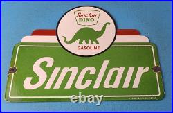 Vintage Sinclair Porcelain Sign Dinosaur Motor Oil Porcelain Gas Pump Sign