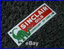 Vintage Sinclair Porcelain Sign Gas Motor Oil Can Station Pump Dino Gasoline Ad