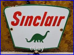 Vintage Sinclair Porcelain Sign Gasoline Motor Oil Sales Service Garage Mechanic