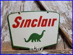 Vintage Sinclair Porcelain Sign Gasoline Motor Oil Service Pump Plate Petroliana