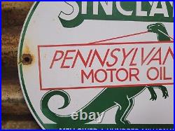 Vintage Sinclair Porcelain Sign Motor Oil Service Advertising Dino Fuel Dinosaur