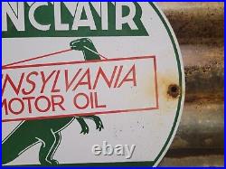 Vintage Sinclair Porcelain Sign Motor Oil Service Advertising Dino Fuel Dinosaur