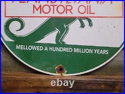 Vintage Sinclair Porcelain Sign Motor Oil Service Advertising Dino Fuel Dinosaur
