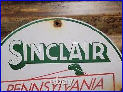 Vintage Sinclair Porcelain Sign Motor Oil Service Advertising Dino Fuel Dinosaur