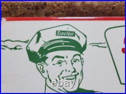 Vintage Sinclair Porcelain Sign Old Gas Pump Plate Motor Oil Service Mechanic