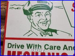 Vintage Sinclair Porcelain Sign Old Gas Pump Plate Motor Oil Service Mechanic