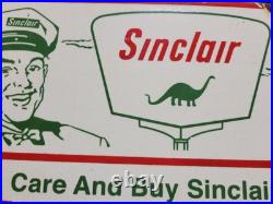 Vintage Sinclair Porcelain Sign Old Gas Pump Plate Motor Oil Service Mechanic