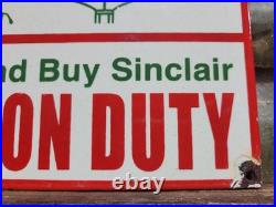 Vintage Sinclair Porcelain Sign Old Gas Pump Plate Motor Oil Service Mechanic