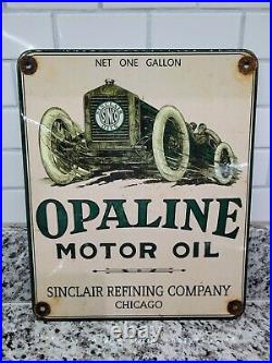 Vintage Sinclair Porcelain Sign Opaline Motor Oil Gas Station Service Garage