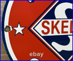 Vintage Skelly Gasoline Porcelain Sign Gas Station Pump Plate Motor Oil Lubester